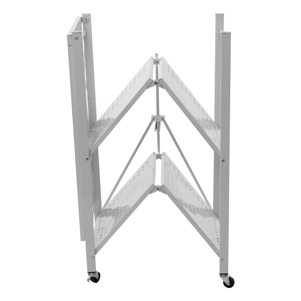 3-Tier Foldable Storage Trolley Cart Rolling Utility Service Cart with Wheels Mobile Shelving Unit Organiser for Kitchen Bathroom