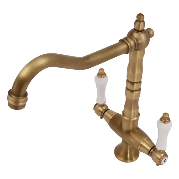 Antique Two-Handle Kitchen Mixer Tap Laundry Sink Basin Faucet Bath Spout Tap AU