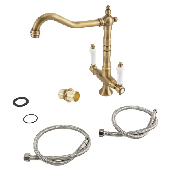 Antique Two-Handle Kitchen Mixer Tap Laundry Sink Basin Faucet Bath Spout Tap AU Antique Two-Handle Kitchen Mixer Tap Laundry Sink Basin Faucet Bath Spout Tap AU