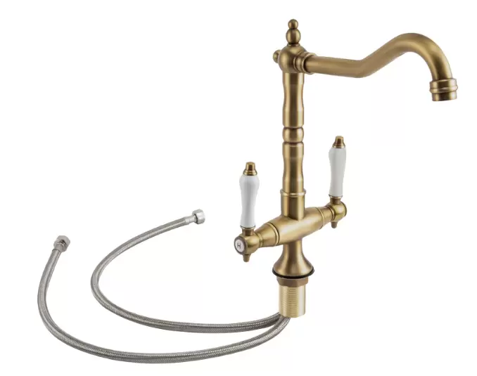Antique Two-Handle Kitchen Mixer Tap Laundry Sink Basin Faucet Bath Spout Tap AU