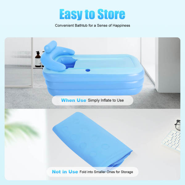 Adult PVC Folding Portable Spa Warm Bathtub Blow Up Kit Inflatable Bathtub