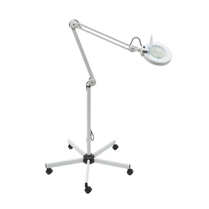 5X LED Magnifying Lamp, Bright Daylight Magnifying Glass with Light and Stand, Adjustable Swivel Arm Magnifier lamp-White