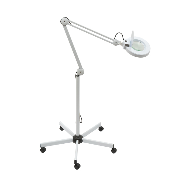 5X LED Magnifying Lamp, Bright Daylight Magnifying Glass with Light and Stand, Adjustable Swivel Arm Magnifier lamp-White