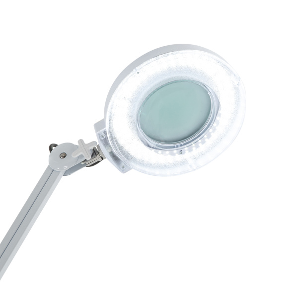 5X LED Magnifying Lamp, Bright Daylight Magnifying Glass with Light and Stand, Adjustable Swivel Arm Magnifier lamp-White