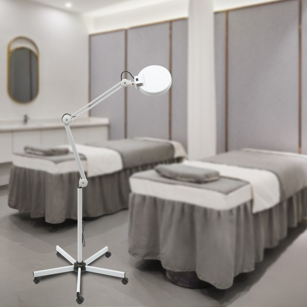 5X LED Magnifying Lamp, Bright Daylight Magnifying Glass with Light and Stand, Adjustable Swivel Arm Magnifier lamp-White