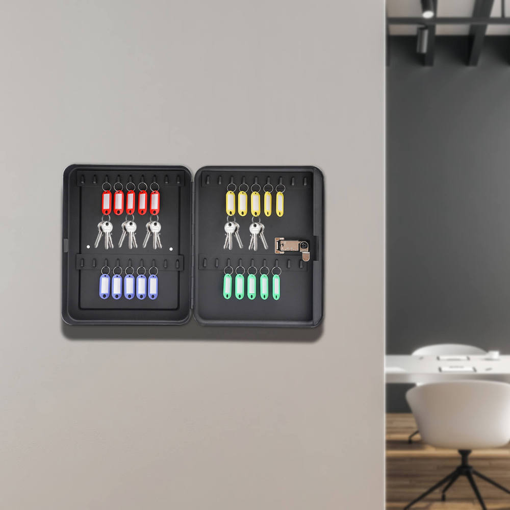 Black 36-Key Storage Cabinet, Combination Safe, Iron Safe Box - Wall-Mounted, 1.18 - 2.36 Inch Key Capacity