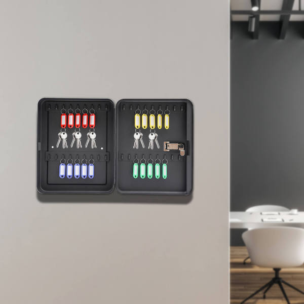 Black 36-Key Storage Cabinet, Combination Safe, Iron Safe Box - Wall-Mounted, 1.18 - 2.36 Inch Key Capacity