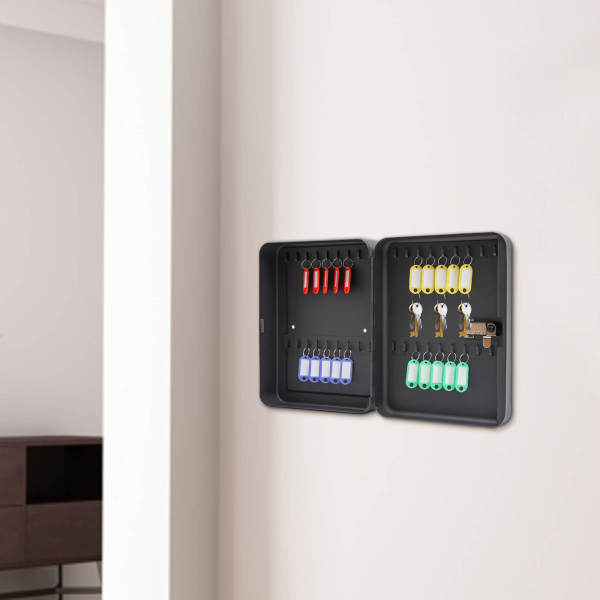 Black 36-Key Storage Cabinet, Combination Safe, Iron Safe Box - Wall-Mounted, 1.18 - 2.36 Inch Key Capacity