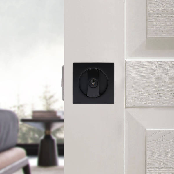 Contemporary Square Entry Door Sliding Pocket Door Lock, Cavity Sliding door Lock Privacy Function Entry lock Matt Black Square