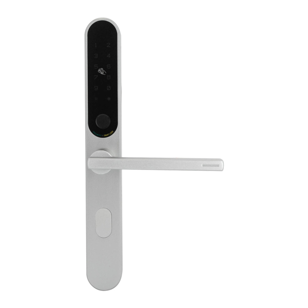 Door Lock Fingerprint Door Lock Smart Door Lock with Smart APP Control Emergency Power Port for Apartments Hotels Companies Silver