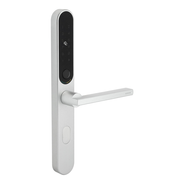 Door Lock Fingerprint Door Lock Smart Door Lock with Smart APP Control Emergency Power Port for Apartments Hotels Companies Silver
