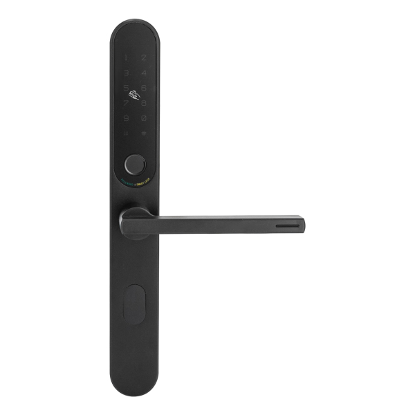 Door Lock Fingerprint Door Lock Smart Door Lock with Smart APP Control Emergency Power Port for Apartments Hotels Companies Black