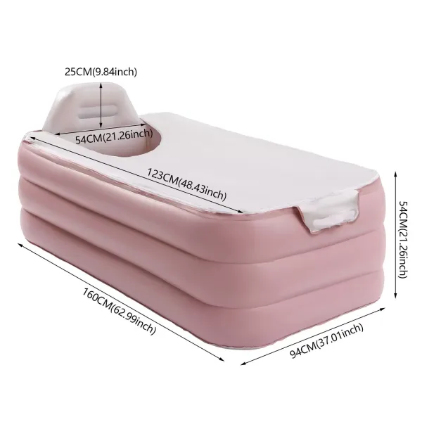 3 Layers Smart Blow Up Bathtub Foldable Portable PVC Spa Shower Tub Wireless Pink 3 Layers Smart Blow Up Bathtub Foldable Portable PVC Spa Shower Tub Wireless Pink