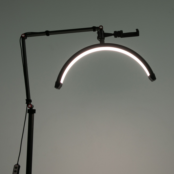 Eyelash LED Floor Light Estheticians Light Facialist Crescent-shaped Light with Phone Holder for Beauty Skincare Eyebrows Tattoo (Black) Eyelash LED Floor Light Estheticians Light Facialist Crescent-shaped Light with Phone Holder for Beauty Skincare Eyebrows Tattoo (Black)