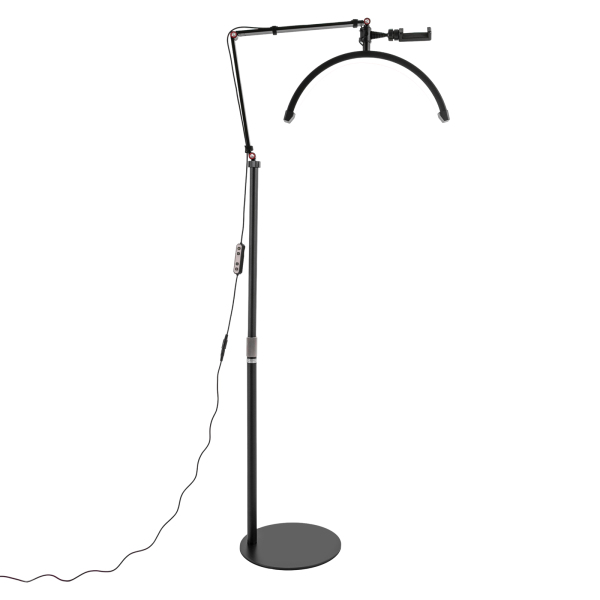 Eyelash LED Floor Light Estheticians Light Facialist Crescent-shaped Light with Phone Holder for Beauty Skincare Eyebrows Tattoo (Black) Eyelash LED Floor Light Estheticians Light Facialist Crescent-shaped Light with Phone Holder for Beauty Skincare Eyebrows Tattoo (Black)