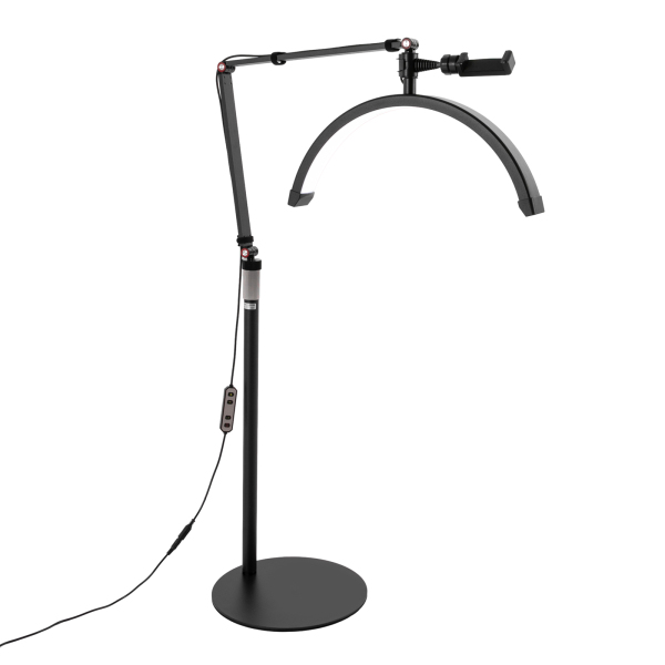 Eyelash LED Floor Light Estheticians Light Facialist Crescent-shaped Light with Phone Holder for Beauty Skincare Eyebrows Tattoo (Black) Eyelash LED Floor Light Estheticians Light Facialist Crescent-shaped Light with Phone Holder for Beauty Skincare Eyebrows Tattoo (Black)