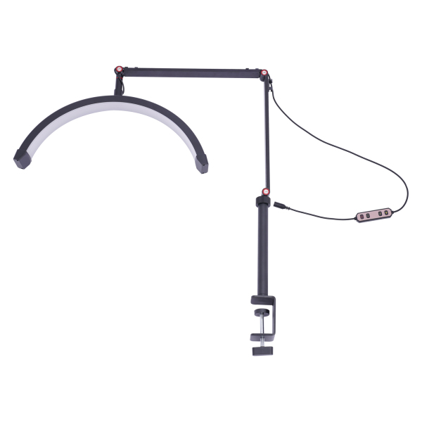 LED Beauty Moon Light with Stand Support Lighting Kit For Eyelash Tattoo Salon Adjustable and Rotatable LED Beauty Moon Light for Beauty Salons Black