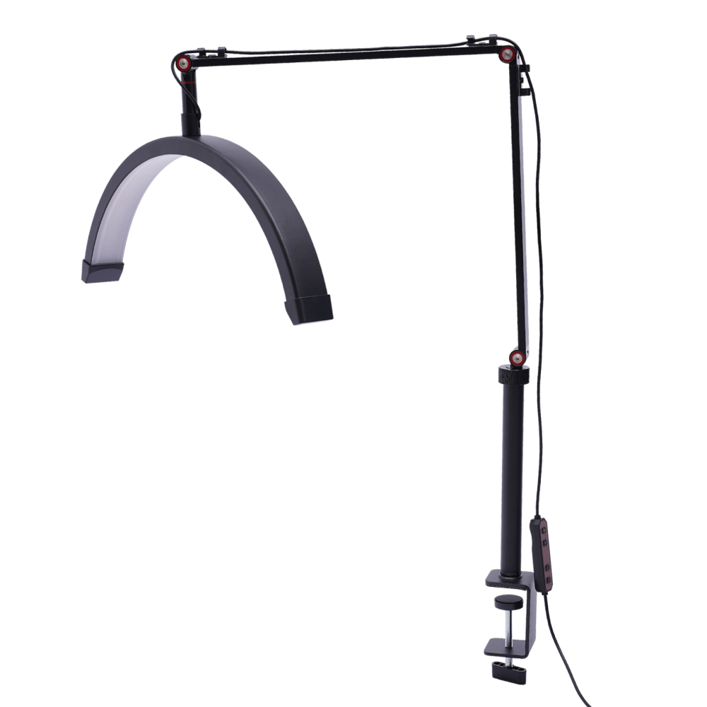 LED Beauty Moon Light with Stand Support Lighting Kit For Eyelash Tattoo Salon Adjustable and Rotatable LED Beauty Moon Light for Beauty Salons Black