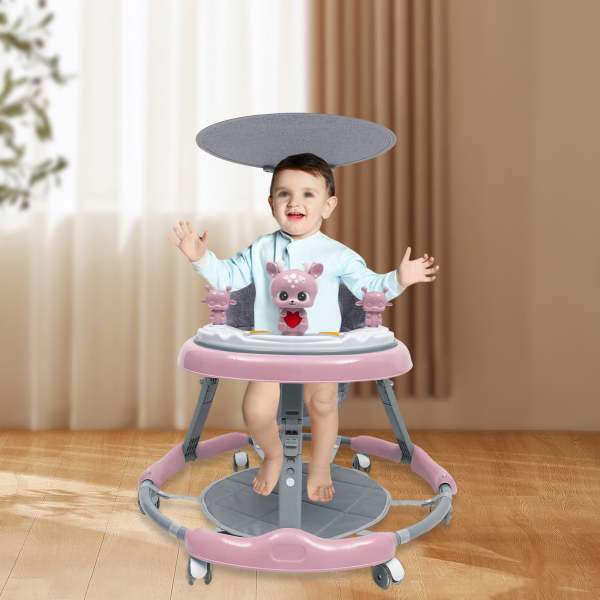 Upgrade Baby Walker Stroller Play Activity Music Kids Ride On Toy Car Adjustable pink
