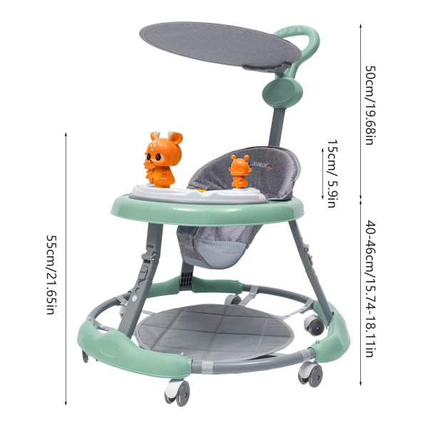 Upgrade Baby Walker Stroller Play Activity Music Kids Ride On Toy Car Adjustable green