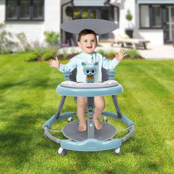 Upgrade Baby Walker Stroller Play Activity Music Kids Ride On Toy Car Adjustable blue