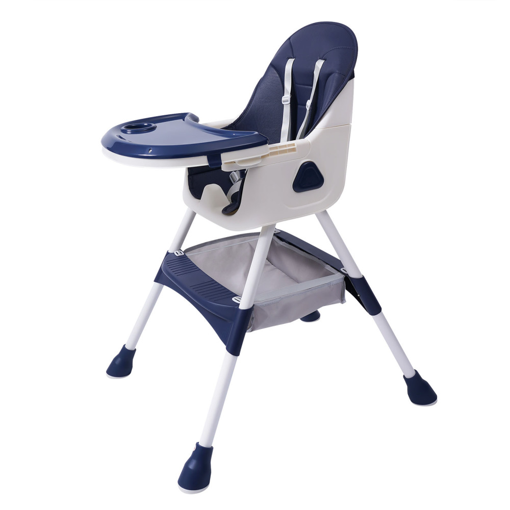 Baby High Chair, 2-in-1 High Chair for Babies and Toddlers with Footrest, Removable Double Tray,(Blue)