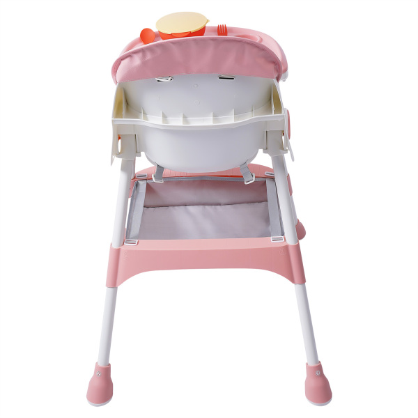 Baby High Chair, 2-in-1 High Chair for Babies and Toddlers with Footrest, Removable Double Tray,(Pink)