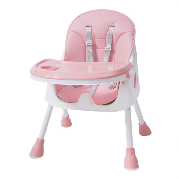 Baby High Chair, 2-in-1 High Chair for Babies and Toddlers with Footrest, Removable Double Tray,(Pink)