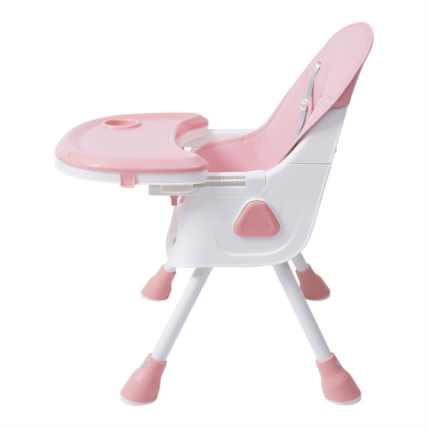 Baby High Chair, 2-in-1 High Chair for Babies and Toddlers with Footrest, Removable Double Tray,(Pink)