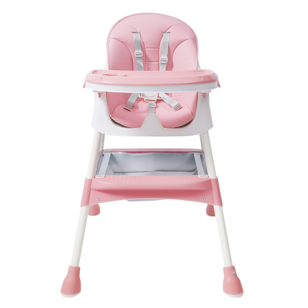 Baby High Chair, 2-in-1 High Chair for Babies and Toddlers with Footrest, Removable Double Tray,(Pink)