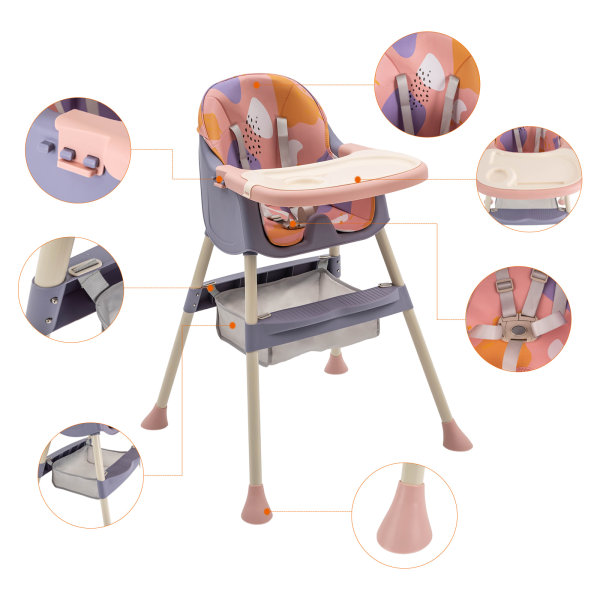 High Chair Toddler Eating Feeding Table Booster Seat-pink