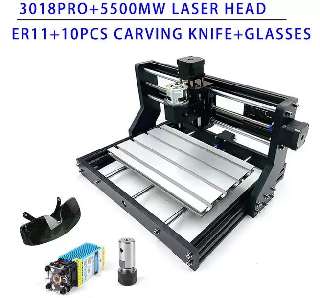 2IN1 USB CNC 3018 Pro CNC Router Kit 5500mW MAX Laser Engraver Engraving Machine