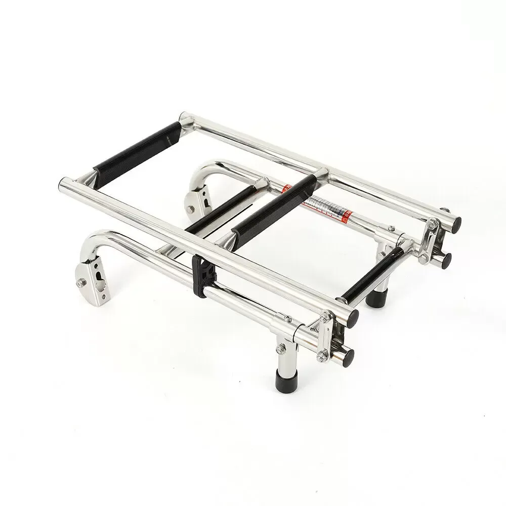 4 Steps Boat Ladder Telescoping Folding Swim Inboard Marine Stainless Steel Foldable