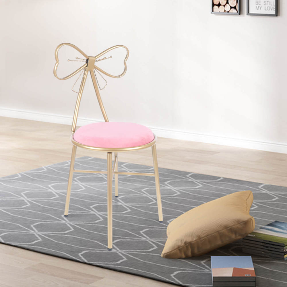 Deep Pink & Gold A-Style Butterfly Chair, Vanity Stool, Comfortable Seating - 165.35 lbs Capacity