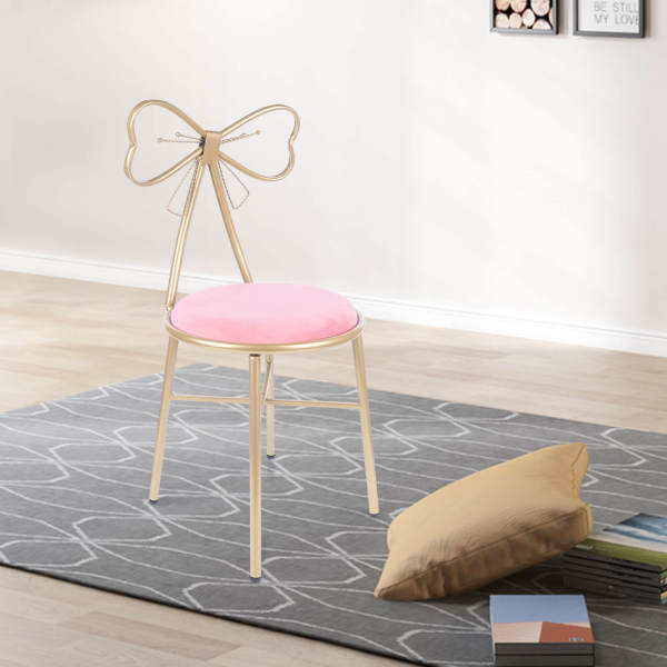 Deep Pink & Gold A-Style Butterfly Chair, Vanity Stool, Comfortable Seating - 165.35 lbs Capacity