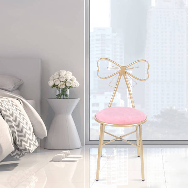 Deep Pink & Gold A-Style Butterfly Chair, Vanity Stool, Comfortable Seating - 165.35 lbs Capacity