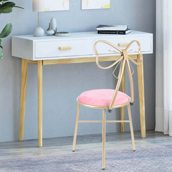 Deep Pink & Gold A-Style Butterfly Chair, Vanity Stool, Comfortable Seating - 165.35 lbs Capacity