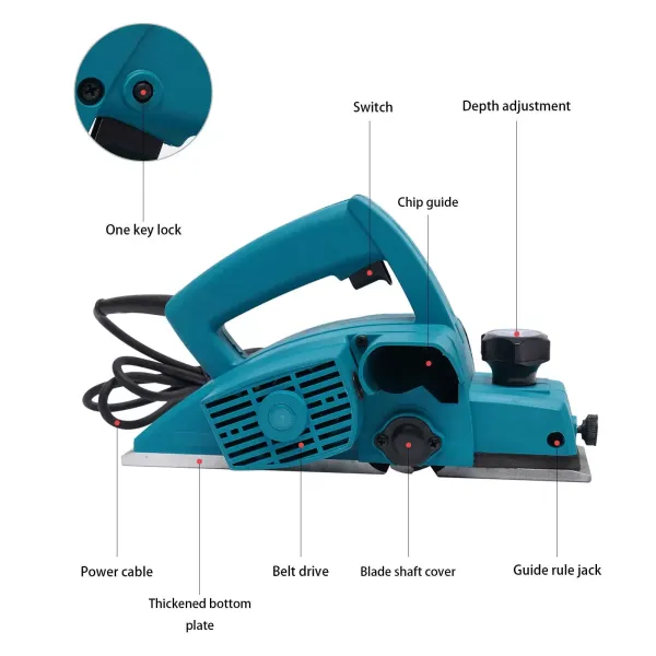 Electric Wood Planer Door Plane Hand Held Woodworking tool Tools 11000RPM 800W