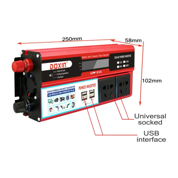 1000W Solar Power Inverter DC12/24V to AC 220V Car Converter Digital Display 1000W Solar Power Inverter DC12/24V to AC 220V Car Converter Digital Display