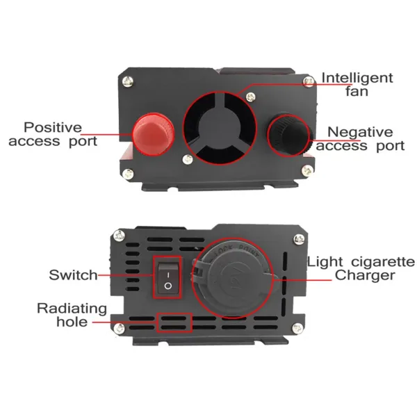 1000W Solar Power Inverter DC12/24V to AC 220V Car Converter Digital Display 1000W Solar Power Inverter DC12/24V to AC 220V Car Converter Digital Display