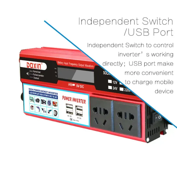 1000W Solar Power Inverter DC12/24V to AC 220V Car Converter Digital Display 1000W Solar Power Inverter DC12/24V to AC 220V Car Converter Digital Display