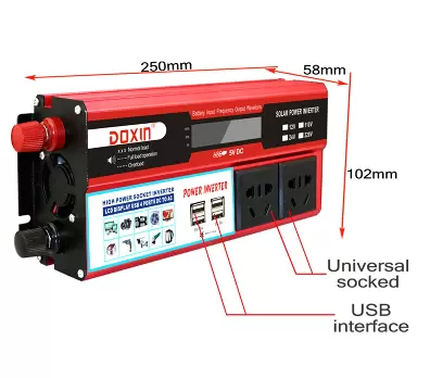 1000W Solar Power Inverter DC12/24V to AC 220V Car Converter Digital Display