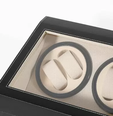 4+6 Automatic Watch Display Box Storage Case Black Smooth Opening Hinged Lid