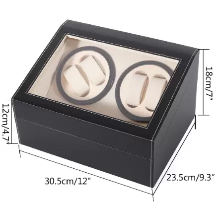 4+6 Automatic Watch Display Box Storage Case Black Smooth Opening Hinged Lid