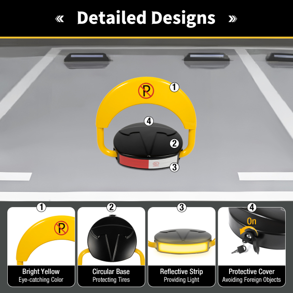 Remote Control Car Parking Latch Space Saver Lock Barrier Warning Sign Keys 180 ° Rotating Rocker Arm