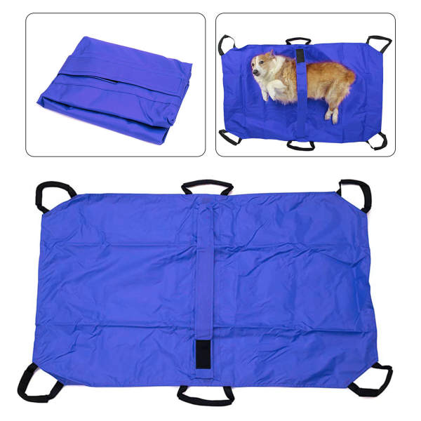 Blue Nylon Anti-Bite Pet Stretcher, Pet Rescue Carrier, Portable Pet Lifter - 132.27lb Capacity, Foldable & Comfortable