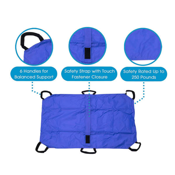Blue Nylon Anti-Bite Pet Stretcher, Pet Rescue Carrier, Portable Pet Lifter - 132.27lb Capacity, Foldable & Comfortable