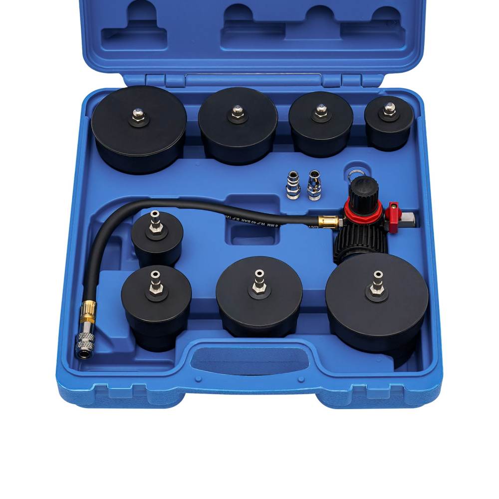 9 Pcs Turbo System Leakage Tester Turbocharger Air Pressure Boost Leak Test Kit Wide Adaptability with Long Hose Pressure Release Valve
