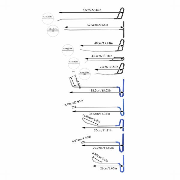 Dent Rods Kit, Paintless Dent Removal Rods, Dent Repair Rods Ausbeulstangen-Kit, Ausbeulstangen für die lackierfreie Dellenentfernung, Dellenreparaturstangen Dent Rods Kit, Paintless Dent Removal Rods, Dent Repair Rods Ausbeulstangen-Kit, Ausbeulstangen für die lackierfreie Dellenentfernung, Dellenreparaturstangen