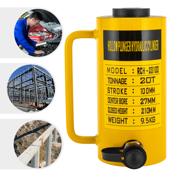 20T 4in Hydraulic Cylinder Jack RCH-20100 Hydraulic Jack Yellow Hydraulic Jack Made of High-quality #45 Steel for Electric Power the Chemical Industry